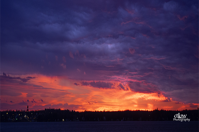 fiery red dawn clouds